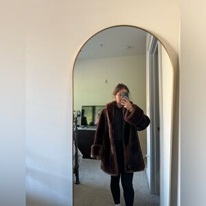 Hochschild-Kohn - Baltimore 1950s chocolate brown fur coat.